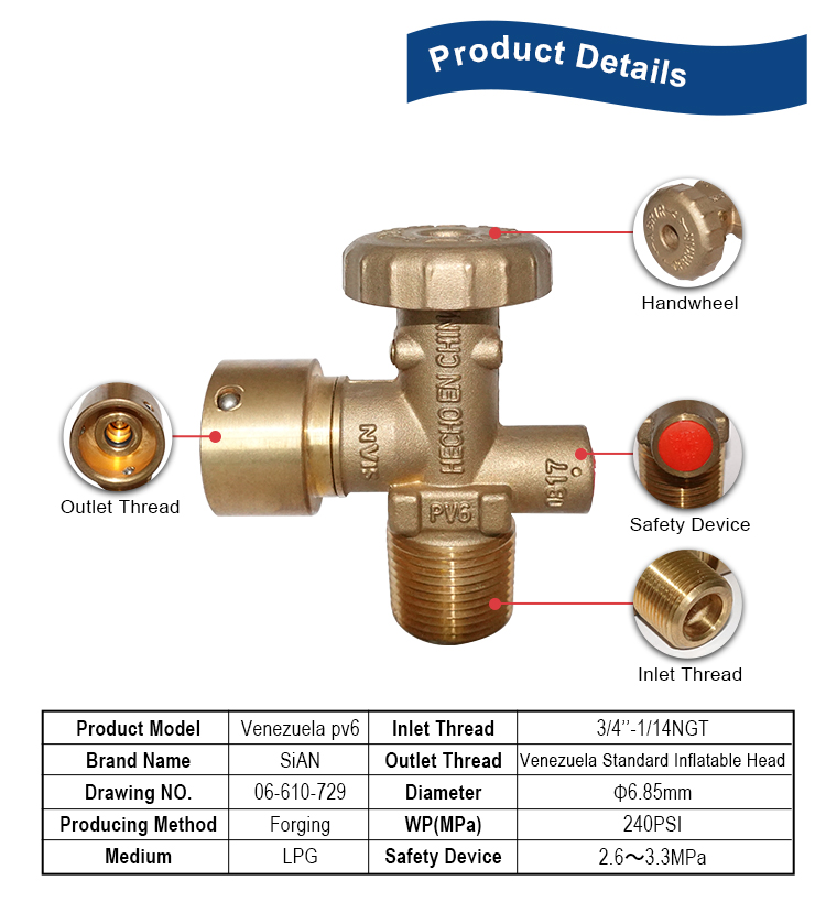 LPG Venezuela Standard Inflle Head Valve Pv6 (7)